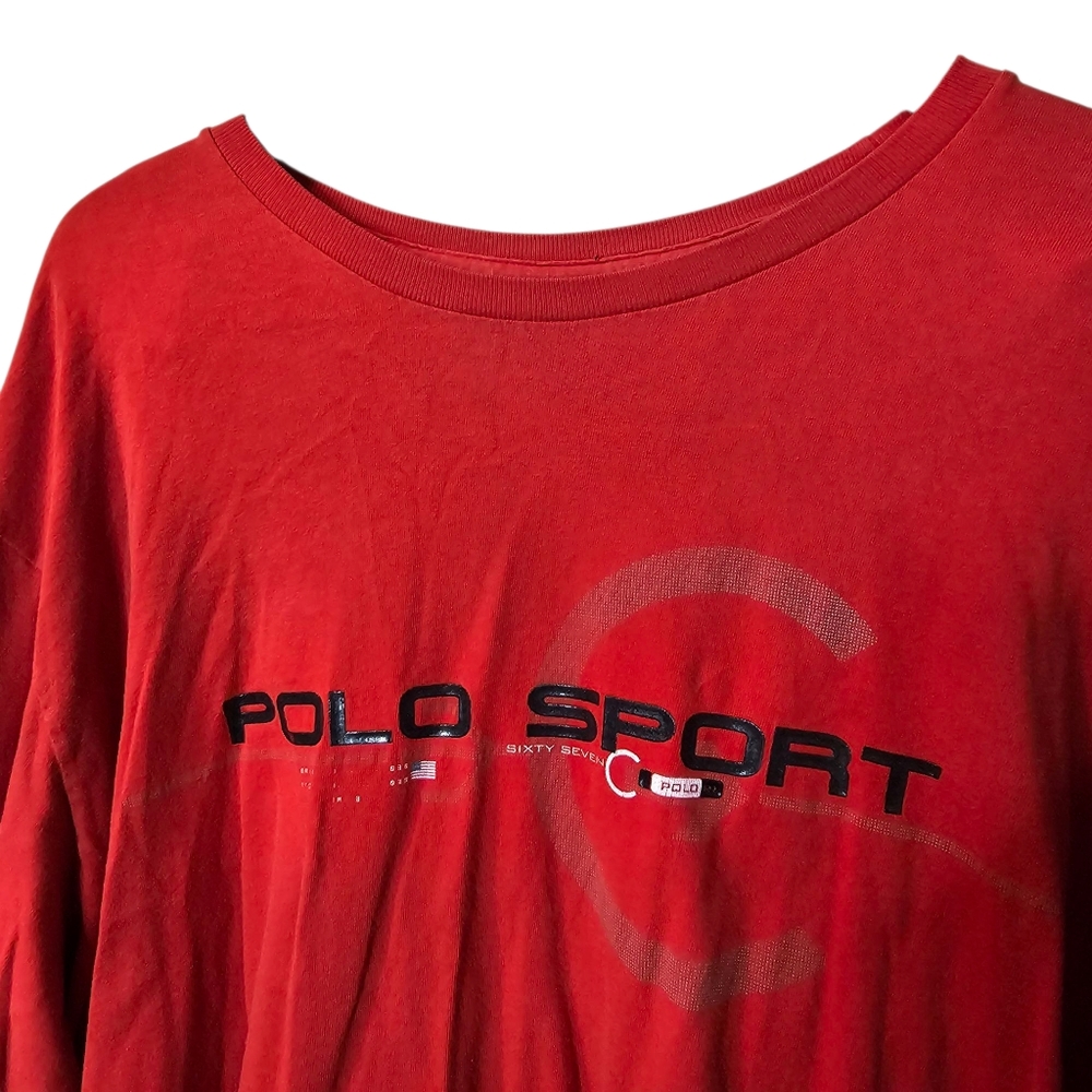 Vintage Polo Sport Ralph Lauren Red Long Sleeve Crewneck Graphic T-Shirt - Picture 4 of 6